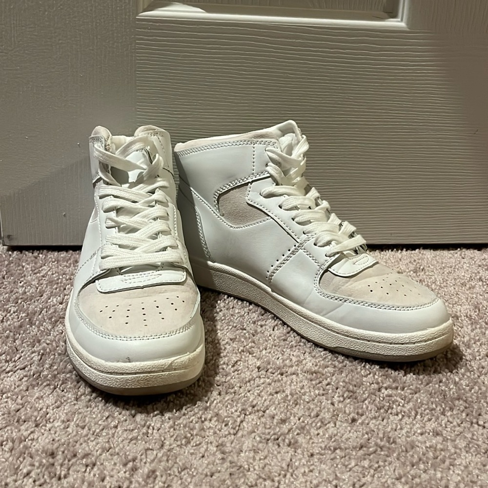 White and Beige women’s high tops sz 7.5